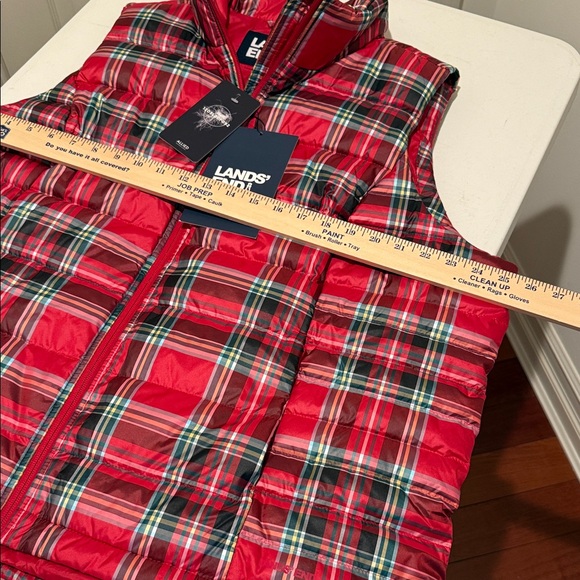 NWT 100% Down Red Plaid Puffer Women Vest Rugged Outdoor Durable Lands End 1X - Picture 7 of 16